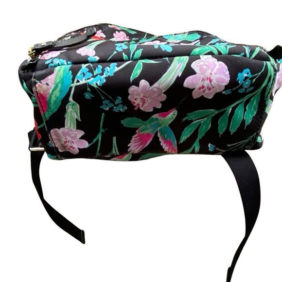 Kate Spade Medium Backpack Purse Hummingbird Black Floral Canvas main image 12